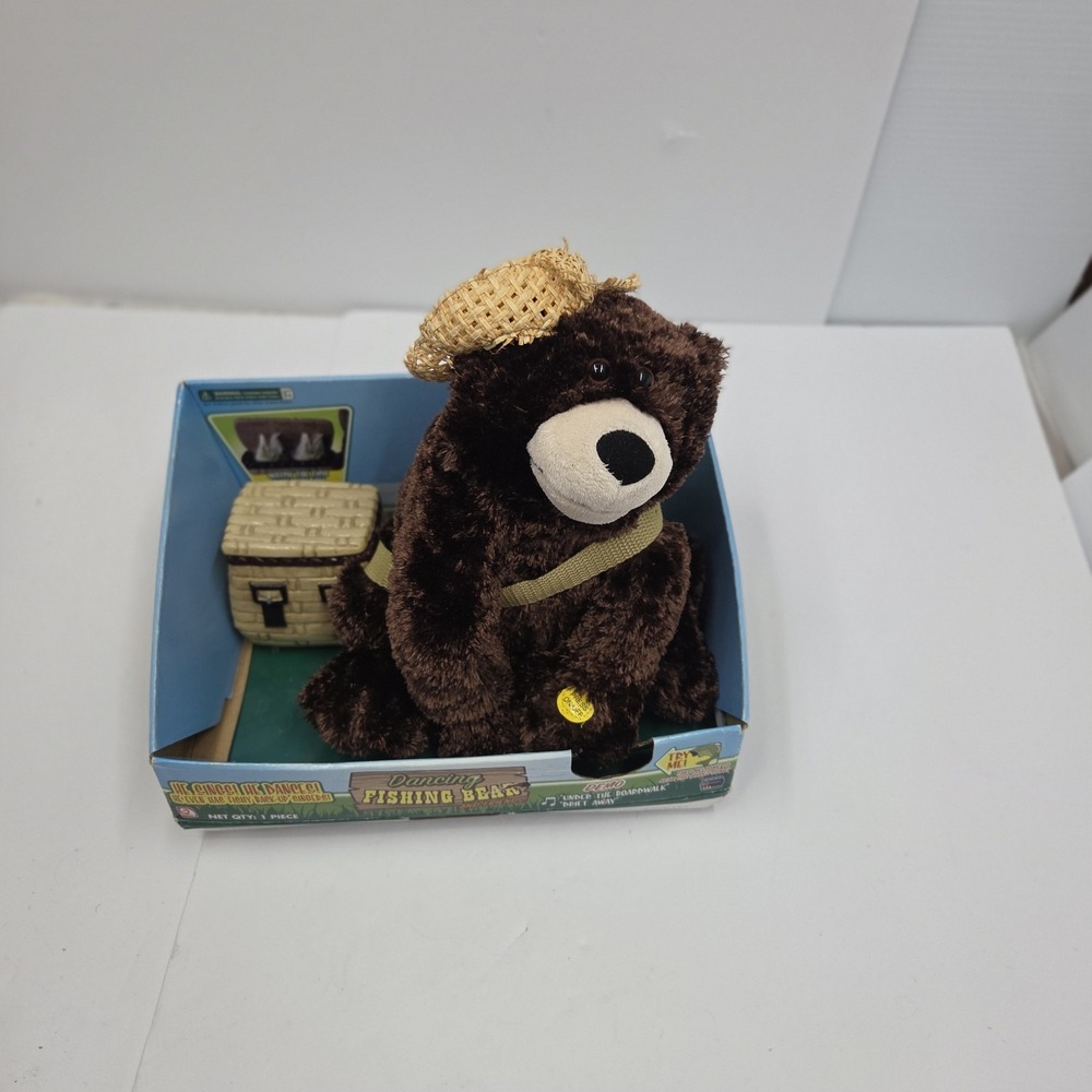 Gemmy Dancing Fishing Bear & Friends 2007 Animated Singing Fish Tested Works Box